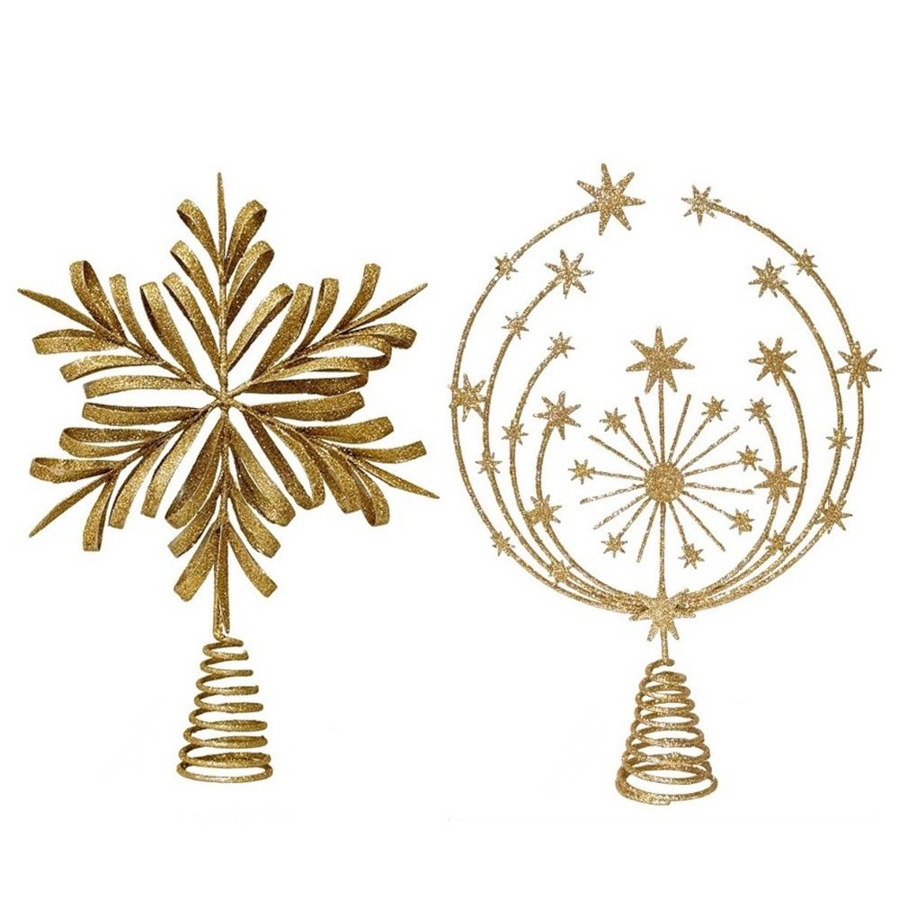 Star Tree Topper - เครื่องประดับต้นคริสต์มาสรูปดาวเหล็ก ประดับตกแต่งต้นคริสต์มาสแบบกลิตเตอร์ ของตกแต่งงานปาร์ตี้รูปเกล็ดหิมะ