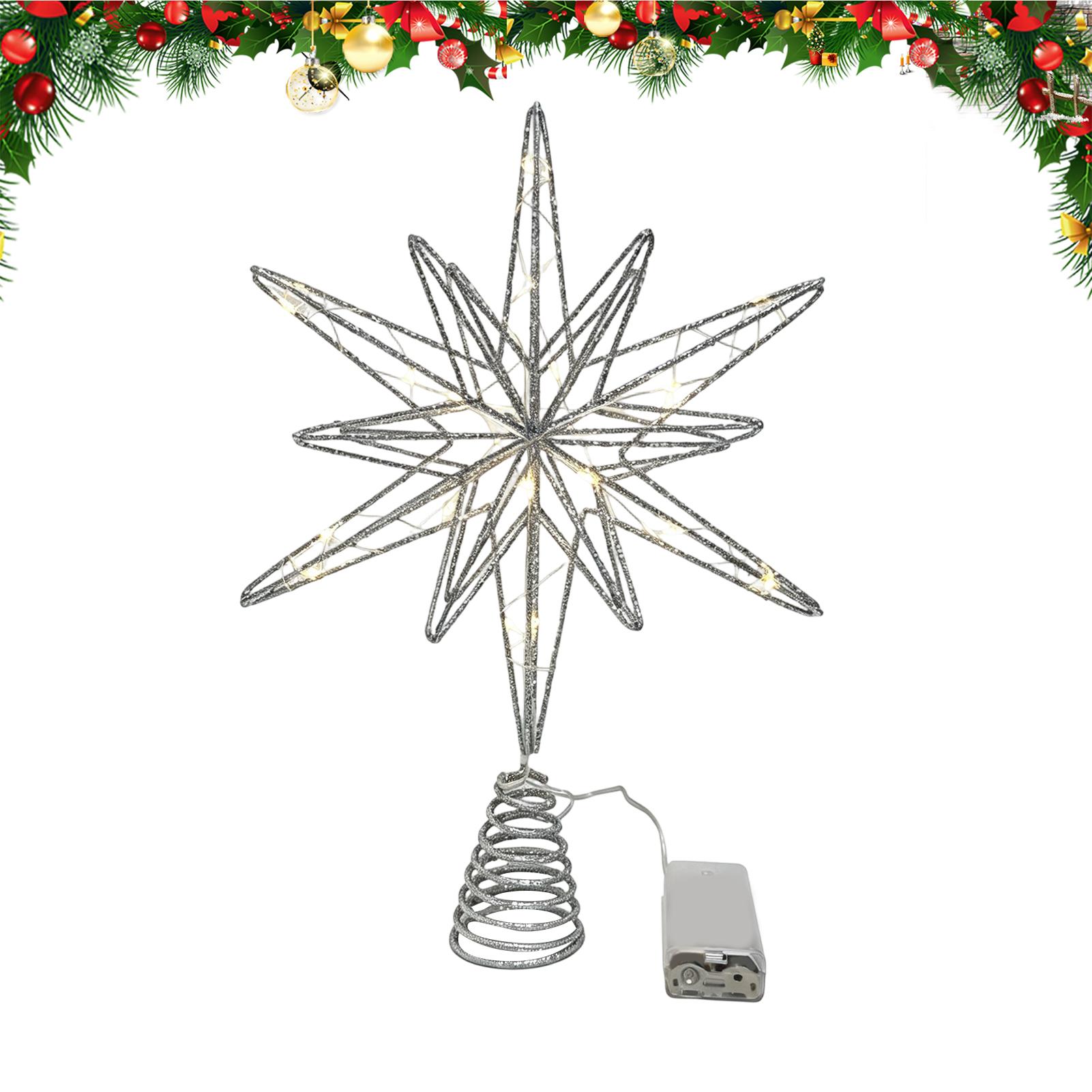 Star Tree Topper - ดาวประดับยอดต้นคริสต์มาสพร้อมไฟ ตกแต่งยอดต้นไม้สำหรับเทศกาลคริสต์มาส เหมาะสำหรับเจ้าของบ้าน ผู้เช่า และผู้อาศัยในบ้าน