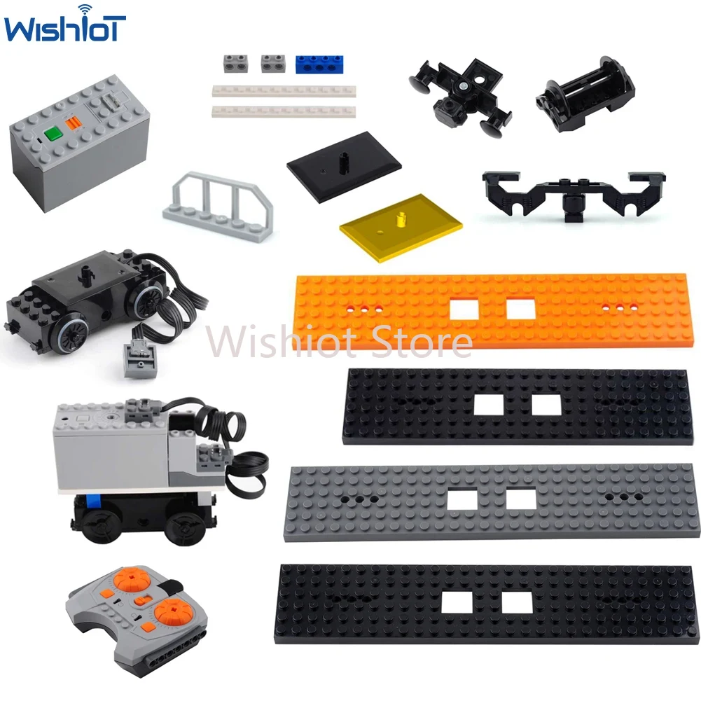 Lego Set Technic - การวิเคราะห์ชิ้นส่วนรถไฟมอเตอร์ 88002 MOC Pack Power ฟังก์ชั่นกล่องแบตเตอรี่แทร็กฐานด้านบนสําหรับ