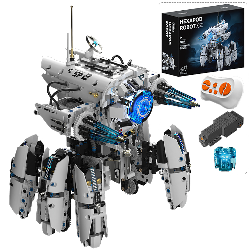 Lego Set City - หุ่นยนต์เฮกซาพอดสำหรับการเขียนโปรแกรมทางเทคนิค หุ่นยนต์สงครามไซไฟ บล็อกตัวต่อเมือง หุ่นยนต์ควบคุมระยะไกล ของเล่นตัวต่อ ของขวัญสำหรับเด็กผู้ชาย
