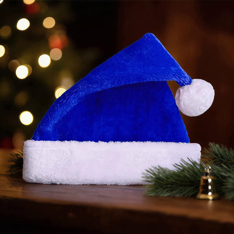 Santa Hat Plush - หมวกซานต้าคริสต์มาสผ้าพลัฌนุ่มพร้อมขอบสีขาวฟูฟ่อง มีหลายสีให้เลือก เหมาะสำหรับงานปาร์ตี้วันหยุด กิจกรรมคริสต์มาส ครอบครัว