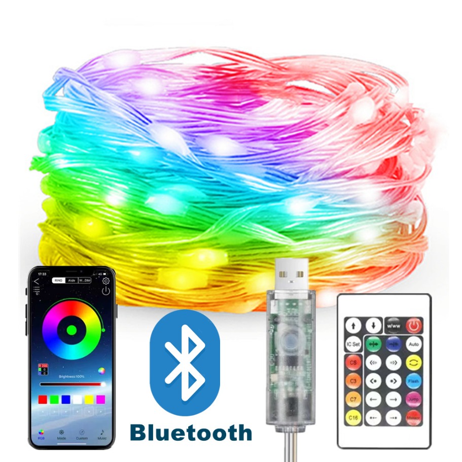 Led Fairy String Lights - WS2812B LED Light String สมาร์ทบลูทูธรีโมทคอนโทรล RGBIC