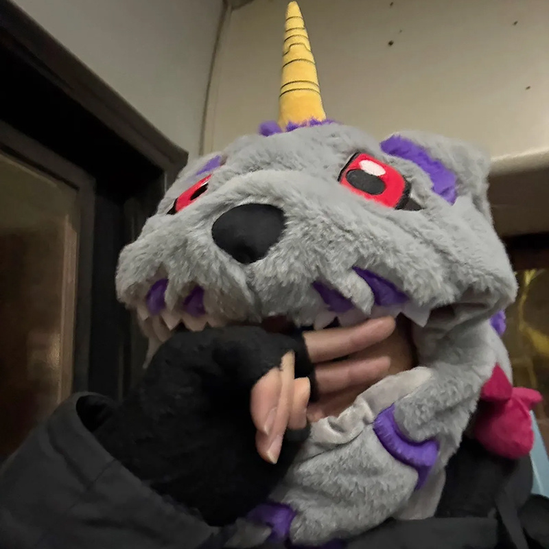 Santa Hat Plush - ภาพเคลื่อนไหวเอกวาดอร์ผจญภัย Gabumon Plush หมวกผ้าพันคอถุงมือ Multifunctional WARM