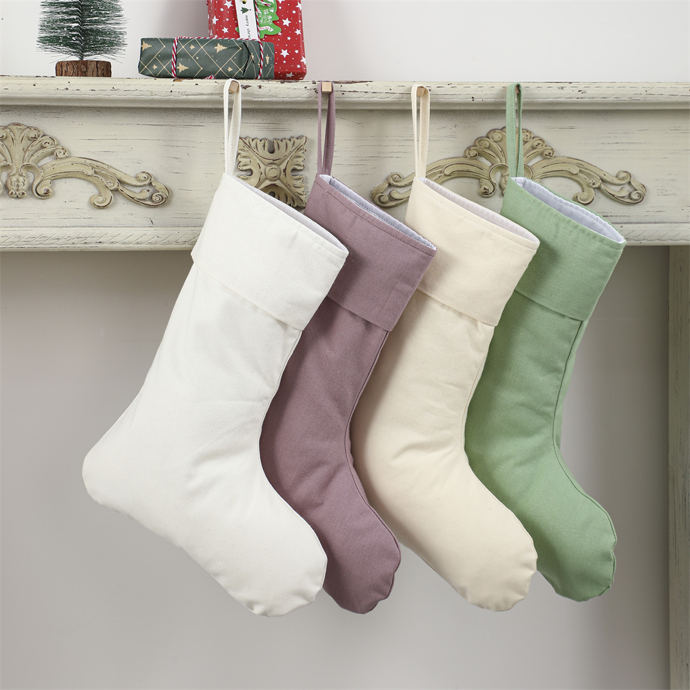 ถุงเท้าคริสต์มาสผ้าลินินธรรมชา - Christmas Stocking Hanging บทวิจารณ์และราคา