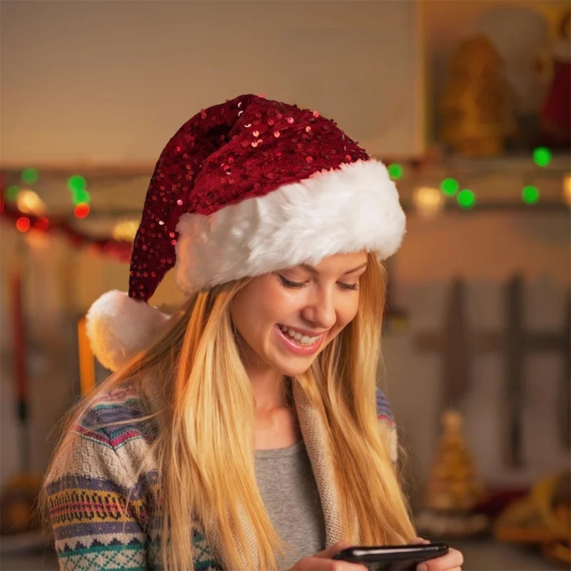หมวกคริสต์มาสสองชั้นประดับเลื่ - Santa Hat Plush บทวิจารณ์และราคา