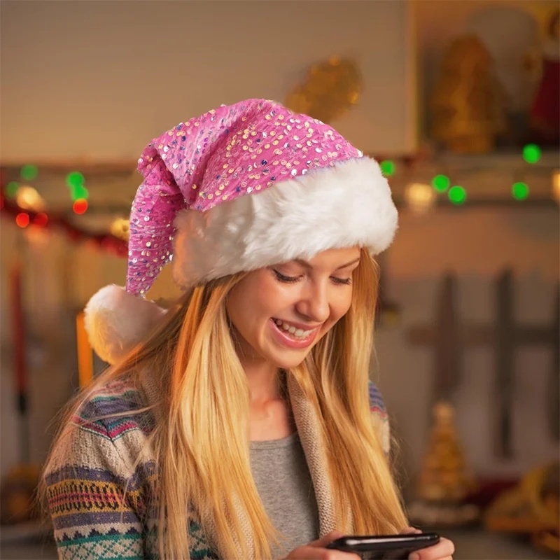 หมวกคริสต์มาสสองชั้นประดับเลื่ - Santa Hat Plush บทวิจารณ์และราคา